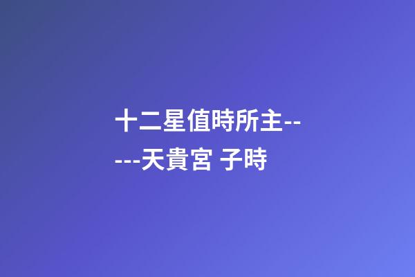 十二星值時所主-----天貴宮 子時
